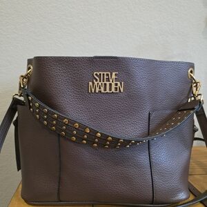 Steve Madden Choc Brown Studded Women's Sling and Shoulder Bag